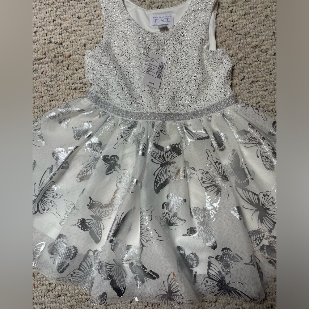 Silver and White Butterfly Dress